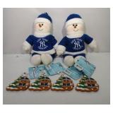 2 New York Yankees Snowmen and 4 Gingerbread