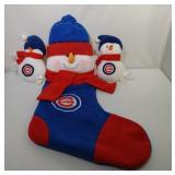 Chicago Cubs stocking and 2 snowmen