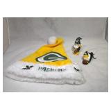 Green Bay Packers Santa hat and 2 gnome
