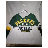 3 Green Bay Packers Ladies Large shirts - two long