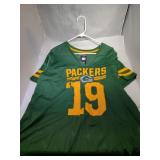 3 Green Bay Packers Ladies 2XL shirts - two "19