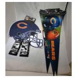 Chicago Bears merchandise - 5 pennants, 2 wallets,