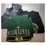 3 Milwaukee Bucks Youth XL18 shirts - one hooded
