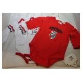 3 Wisconsin Badgers Kids 3/6M long sleeve onesies
