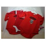 3 Wisconsin Badgers Kids 3/6M long sleeve onesies