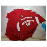 3 Wisconsin Badgers Kids 6/9M onesies