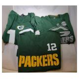 3 Green Bay Packers Youth L14/16 shirts - one #12