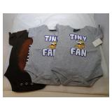 3 Minnesota Vikings Kids 3/6M onesies