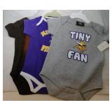 3 Minnesota Vikings Kids 6/9M onesies