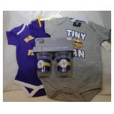 3 Minnesota Vikings Kids 12M onesies and 2 pack