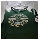 2 Milwaukee Bucks Ladies XL neck cut shirts