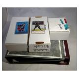 two D-ring sport binders, three card boxes (two