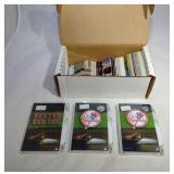50+ Baseball cards and 3 mini note pad & pen sets