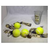 Pittsburgh Penguins tall glass, 4 dog toys and 2