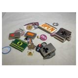 College Merchandise - flask belt buckle, lighters,