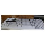 7 black wire shelves, displays and wax box holders