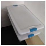2 shallow medium size totes with lids