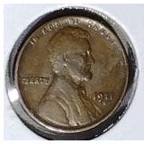 1911 S Lincoln Wheat Penny Coin