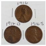 1916 PDS Lincoln Wheat Penny Coins