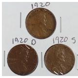 1920 PDS Lincoln Wheat Penny Coins