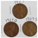 1927 PDS Lincoln Wheat Penny Coins