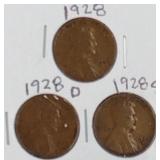 1928 PDS Lincoln Wheat Penny Coins