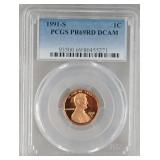 1991 S PCGS PR69RD Lincoln Memorial Penny Coin