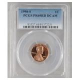 1998 S PCGS PR69RD Lincoln Memorial Penny Coin