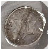 1853 Silver Three Cent Coin