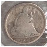 1838 Liberty Seated Half Dime Coin
