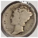 1917 PDS Mercury Dime Coins