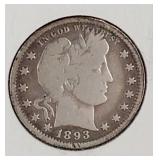 1893 Liberty Head Quarter Dollar Coin