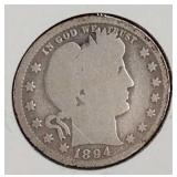1894 Liberty Head Quarter Dollar Coin