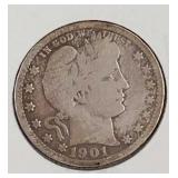 1901 Liberty Head Quarter Dollar Coin
