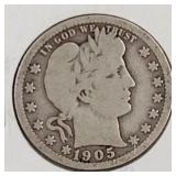 1905 Liberty Head Quarter Dollar Coin