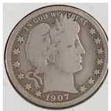 1907 D Liberty Head Quarter Dollar Coin