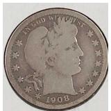 1908 D Liberty Head Quarter Dollar Coin