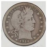 1914 D Liberty Head Quarter Dollar Coin