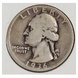 1936 Washington Quarter Dollar Coin