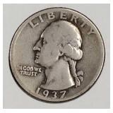 1937 Washington Quarter Dollar Coin