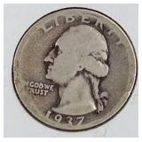 1937 D Washington Quarter Dollar Coin