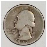 1937 S Washington Quarter Dollar Coin