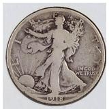 1918 S Liberty Walking Half Dollar Coin