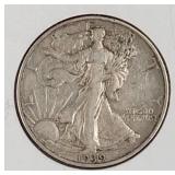 1939 D Liberty Walking Half Dollar Coin