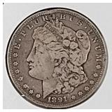 1891 Morgan Carson City Silver Dollar Coin