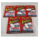 5 UNOPENED packs 1991 Topps Baseball