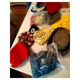 large lot of wool berets, visors, ear muffs, and