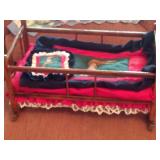 doll bed and blankets - bed is 10 inch wide, 20