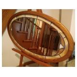stained glass oval mirror - 38 inch by 22 ich