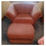 Flexsteel red chair and matching ottoman